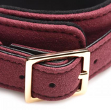 Load image into Gallery viewer, 6-piece BDSM suede cuff set with collar and strap - Burgundy