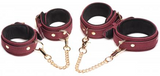Load image into Gallery viewer, 6-piece BDSM suede cuff set with collar and strap - Burgundy