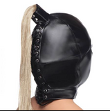 Indlæs billede til gallerivisning Blonde Ponytail Bondage Hood Maske