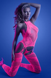 Load image into Gallery viewer, Captivating Halter Catsuit med G-Streng - Neon Pink