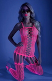 Load image into Gallery viewer, Hypnotisk Criss-Cross Body med Garter Look - Neon Pink