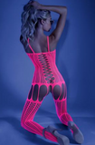 Load image into Gallery viewer, Hypnotisk Criss-Cross Body med Garter Look - Neon Pink